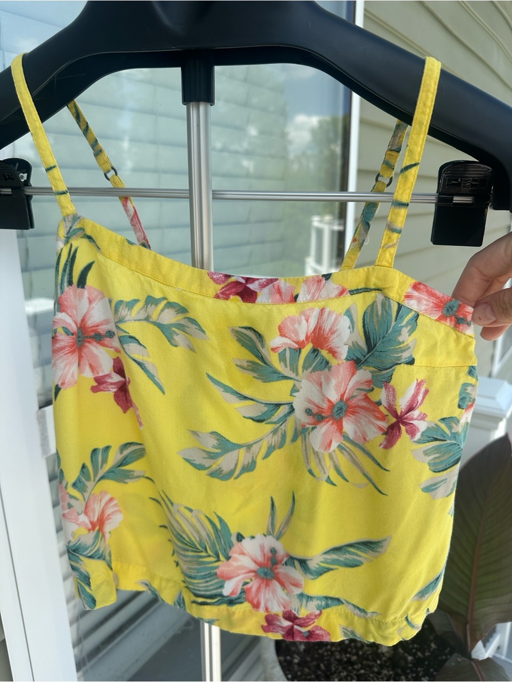 Hollister Yellow Tropical Floral Crop top